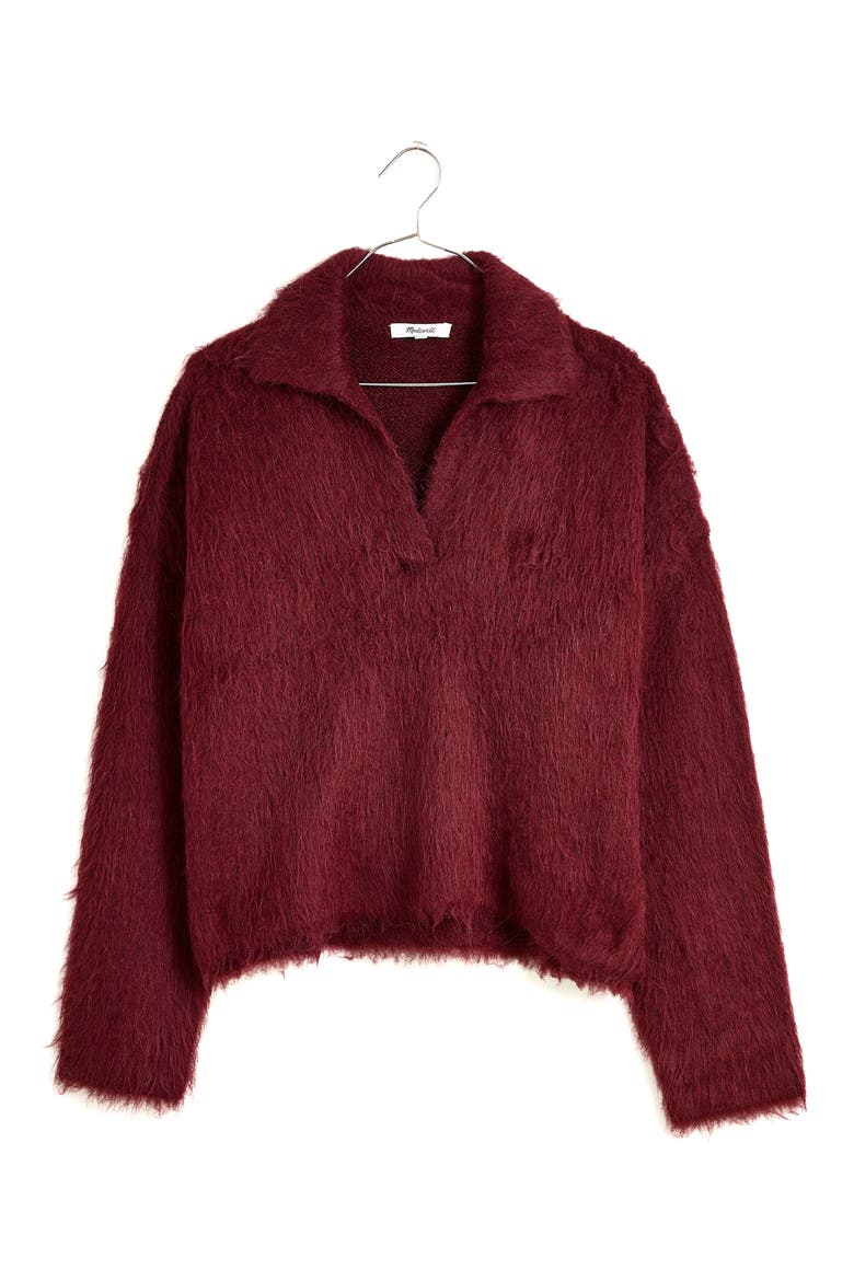 Brushed Polo Sweater, Alternate, color, HEATHER CURRANT