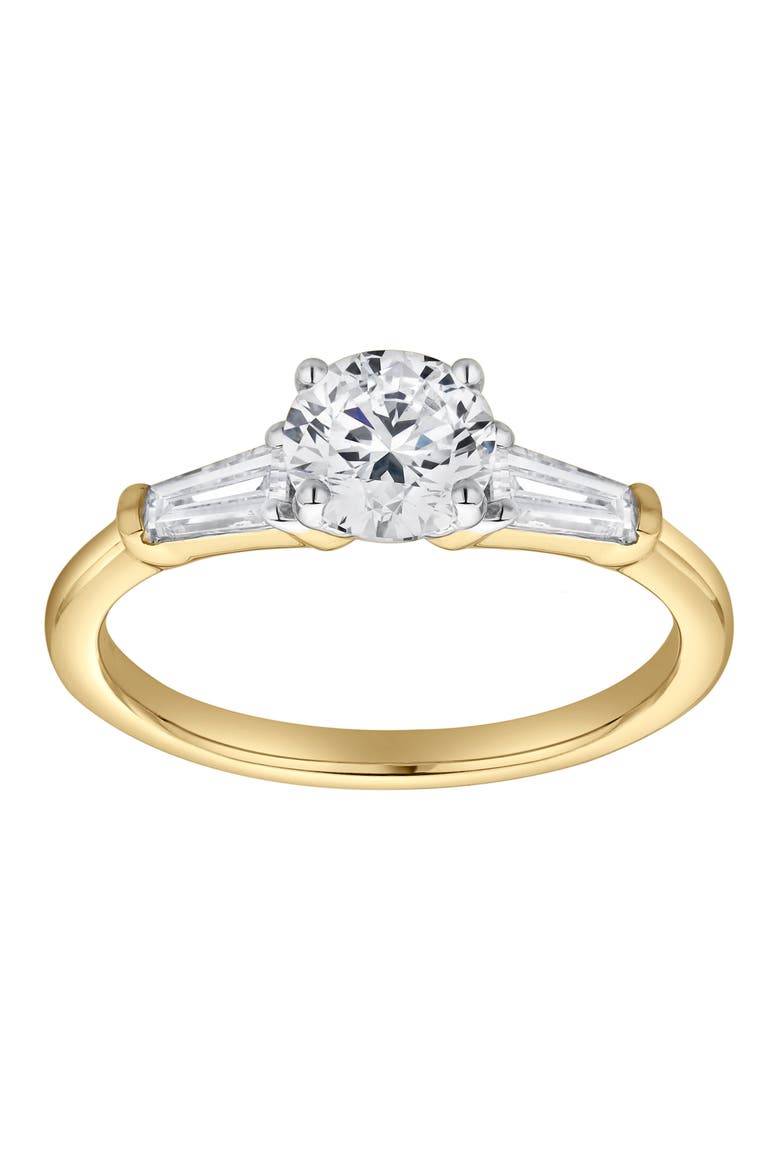 Nova 14K Gold Tapered Baguette & Round Cut Lab Grown Diamond Three Stone Ring - 1.48 ct, Main, color, 14K Yellow Gold