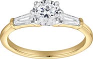 LuvMyJewelry Nova 14K Gold Tapered Baguette & Round Cut Lab Grown Diamond Three Stone Ring - 1.48 ct