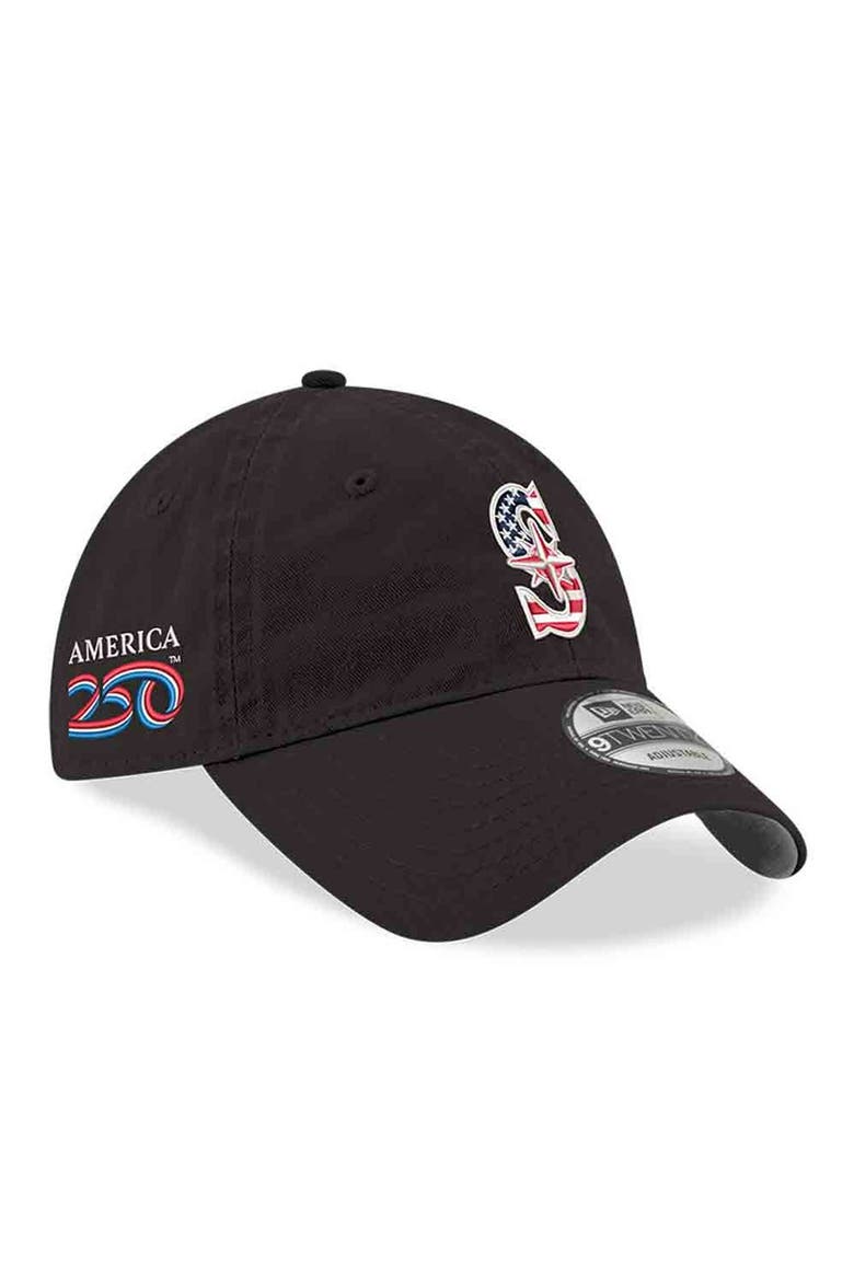 Men's New Era Black Seattle Mariners America 250 9TWENTY Adjustable Hat, Main, color, Black