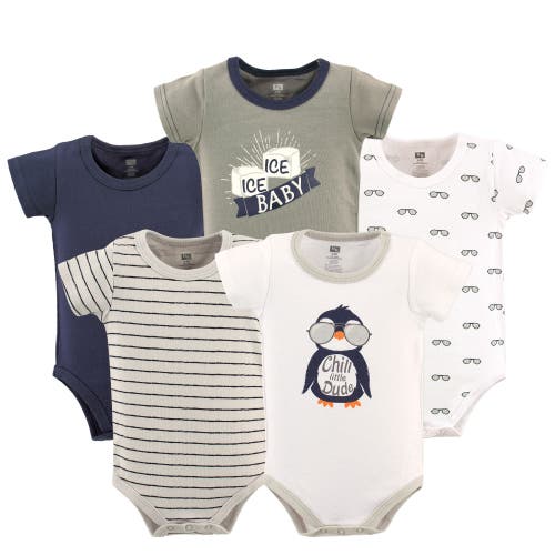 Hudson Baby Essential Cotton Bodysuits 5-piece Set In Gray
