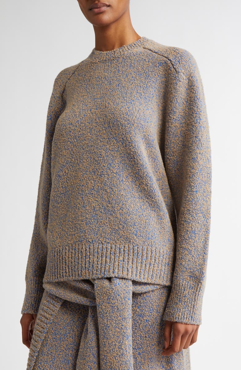 Rabanne High-Low Virgin Wool Blend Crewneck Sweater, Alternate, color, 