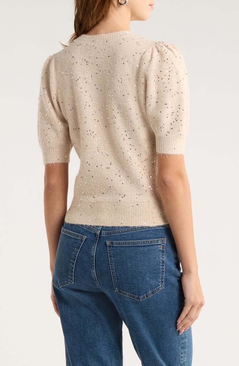 PAIGE Gladiolus Sequin Embellished Crewneck Sweater, Alternate, color, Soft Pink