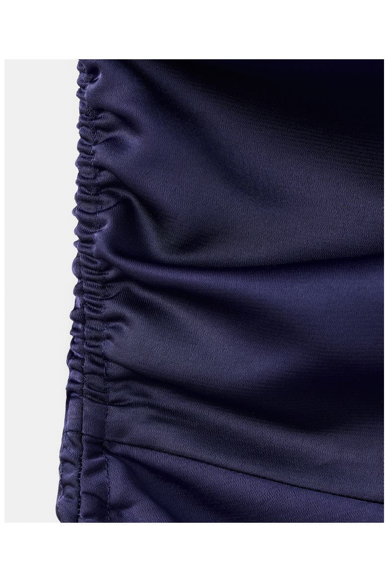 Safira One-Shoulder Side Ruched Satin Dress, Alternate, color, NIGHT BLUE