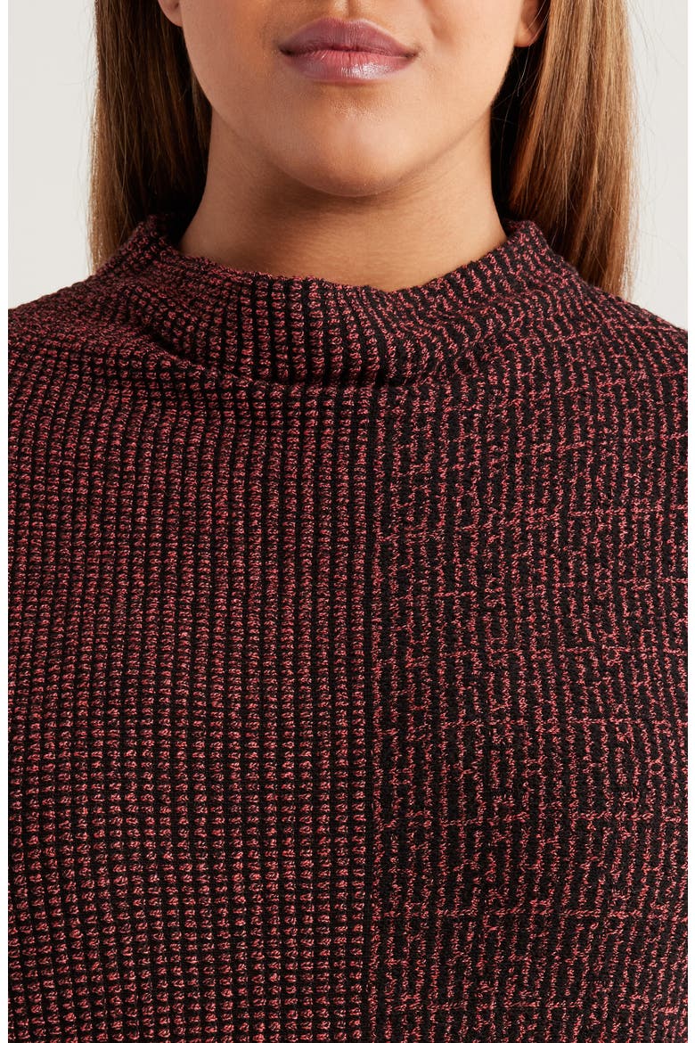 Pixel Knit Funnel Neck Sweater, Alternate, color, RED MIX