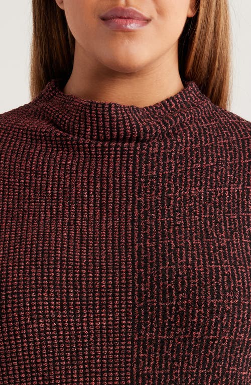 Nic + Zoe Nic+zoe Pixel Knit Funnel Neck Sweater In Brown