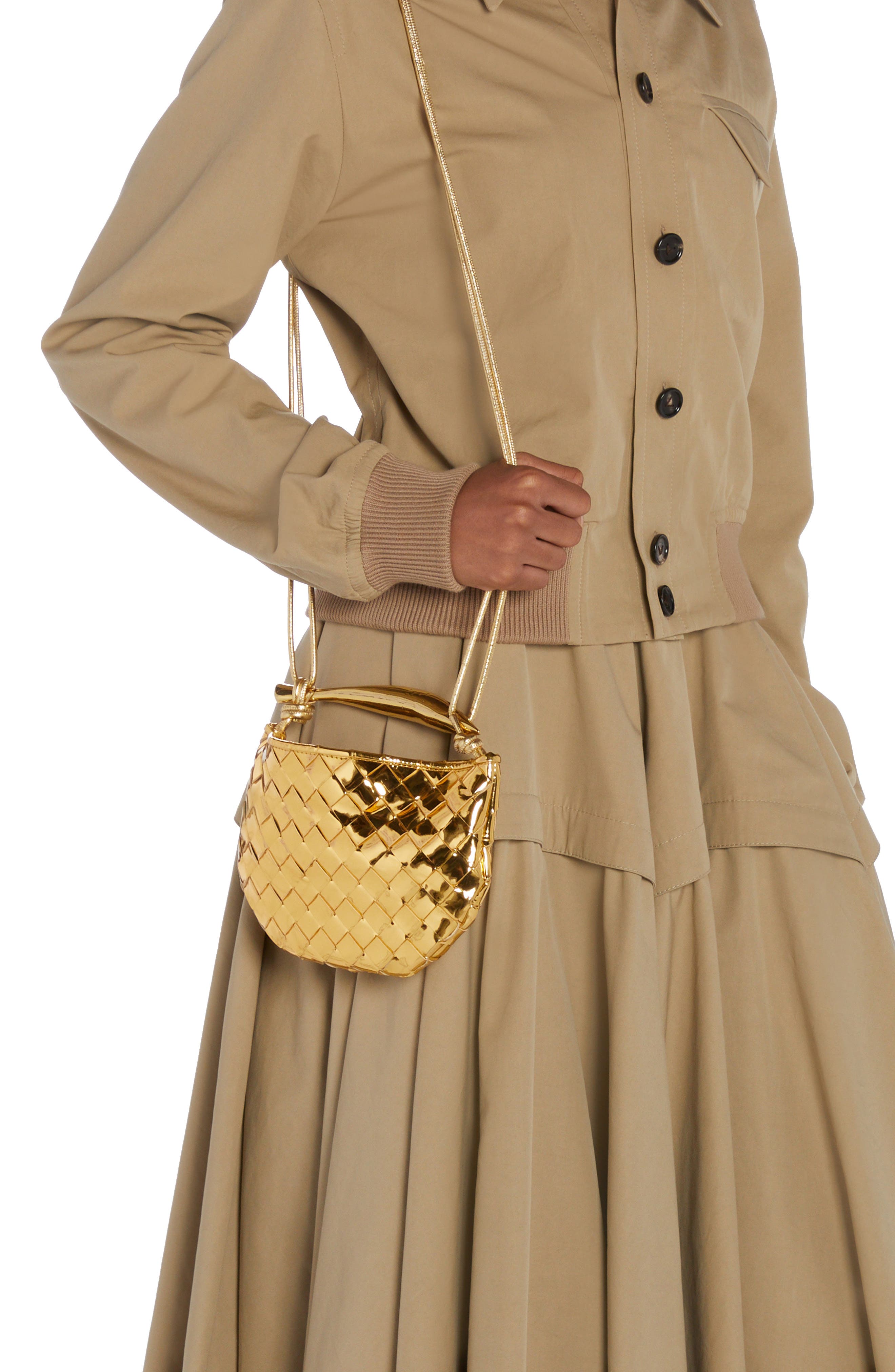 Mini Sardine Intrecciato Crossbody Bag, Alternate, color, GOLD/ BRASS