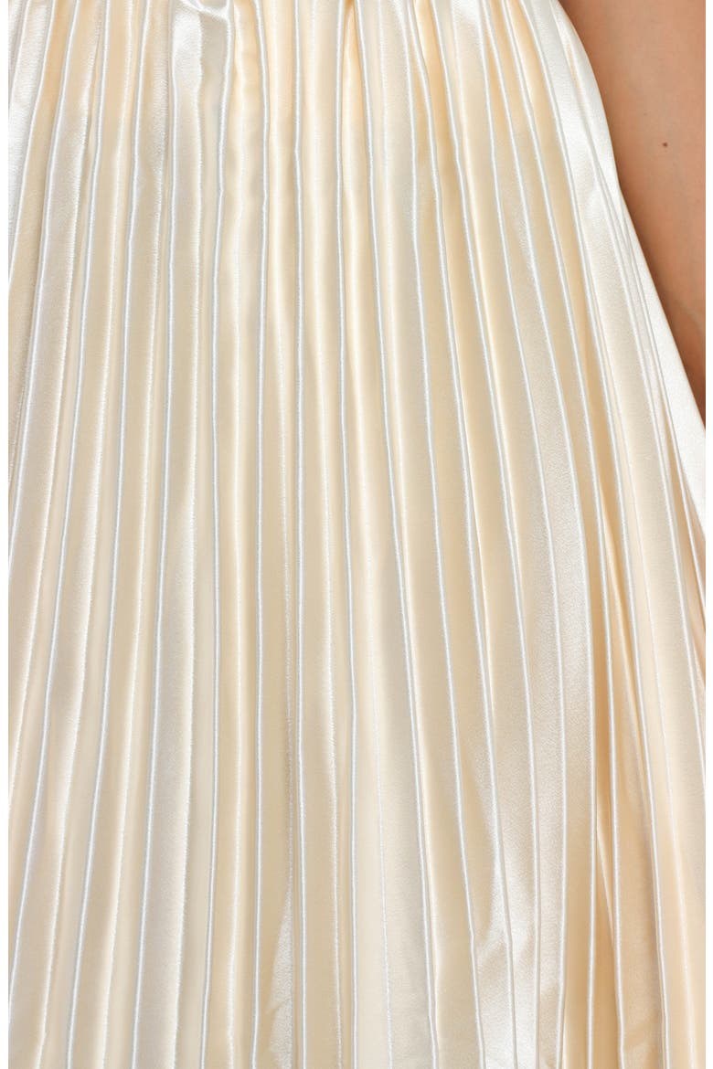 Missie Pleated Satin Skirt, Alternate, color, GOLD