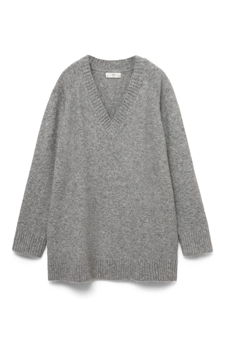 Oversize V-Neck Sweater, Alternate, color, GREY