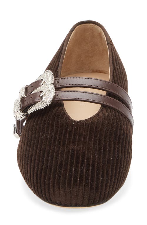 Le Monde Beryl Claudia Corduroy Mary Jane Flat In Brown