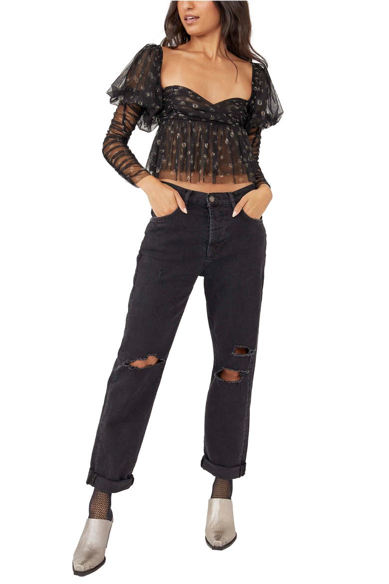 Bren Distressed Boyfriend Jeans, Alternate, color, BLACK