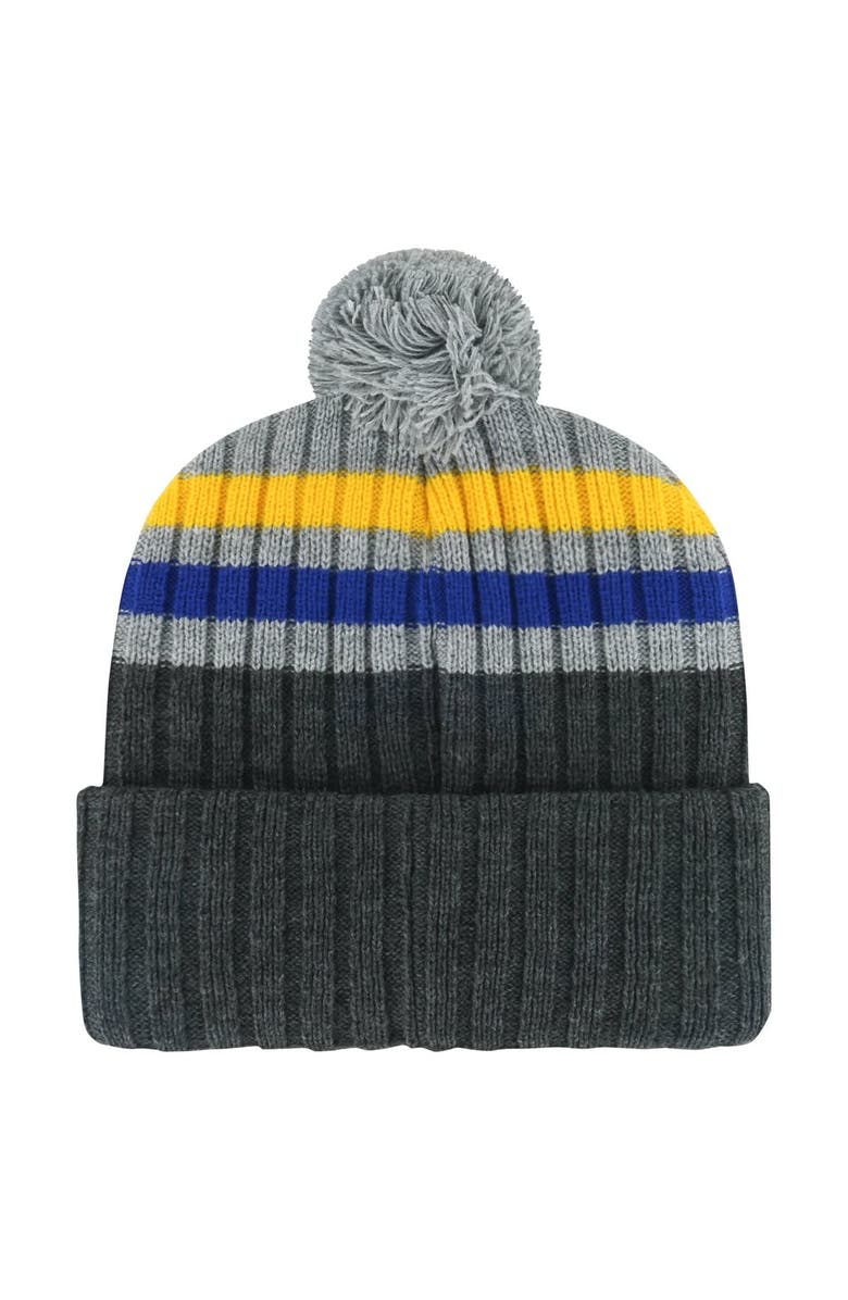 '47 Men's '47 Gray St. Louis Blues Stack Patch Cuffed Knit Hat with Pom, Alternate, color, Gray