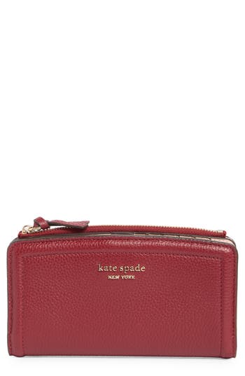 Kate Spade New York Knott Pebble Leather Slim Zip Wallet In Pink