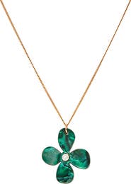 Toolally Daisy Pendant Necklace - Emerald Pearl
