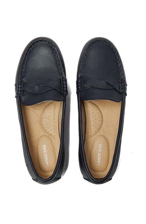 Lands' End Comfort Leather Slip On Loafer Shoes In Deep Sea Navy