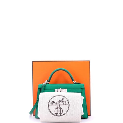 Pre-owned Hermes  Hermes Kelly Mini Ii Bag Green Epsom With Palladium Hardware 20