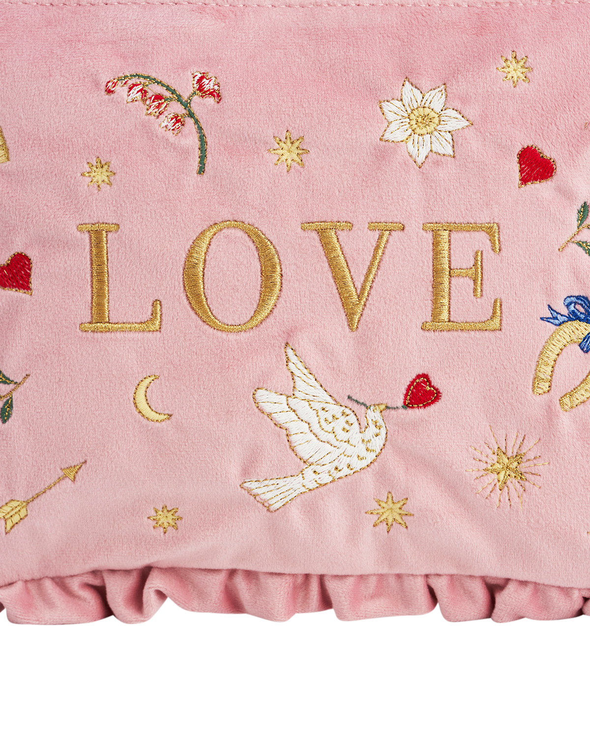 Love Scatter Velvet Embroidered Pouch, Alternate, color, Light/Pastel Pink