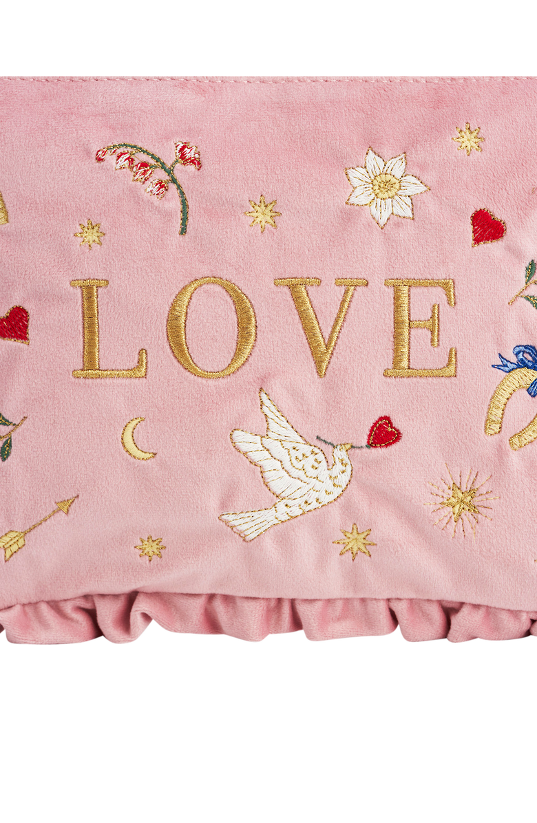 Fable England Love Scatter Velvet Embroidered Pouch, Alternate, color, Light/Pastel Pink