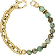 John Varvatos Men's Turquoise Bead & Chain Link Bracelet