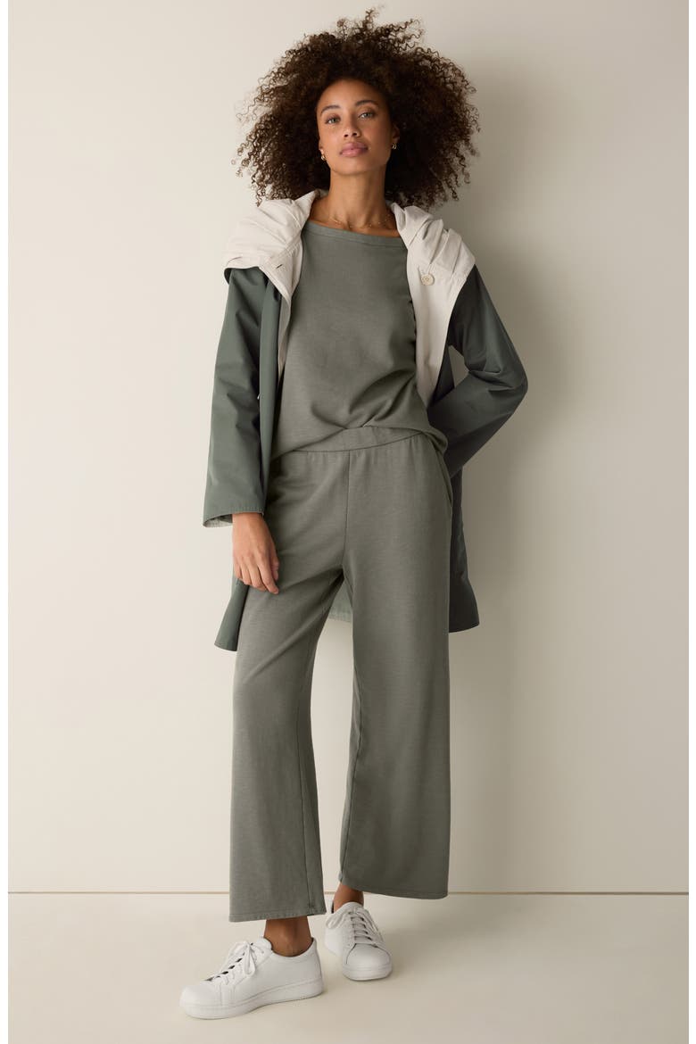 Wide Leg Organic Cotton Terry Pants, Alternate, color, BAYLEAF