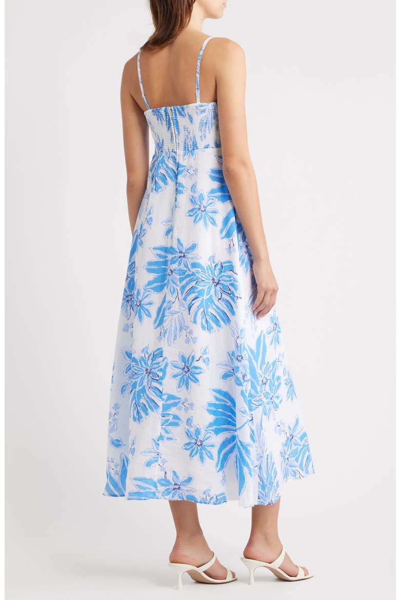 Jorgian A-Line Linen Midi Dress, Alternate, color, RESORT WHITE JET SET JUNGLE