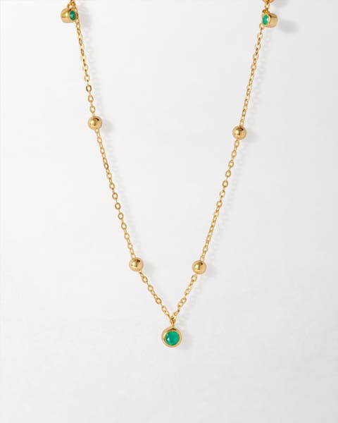 Globe Station Green Onyx Necklace