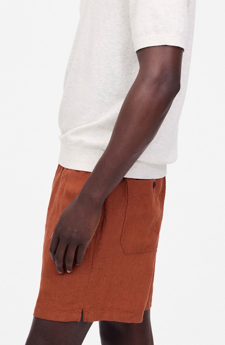 Madewell Everywear Linen Shorts, Alternate, color, Terracotta