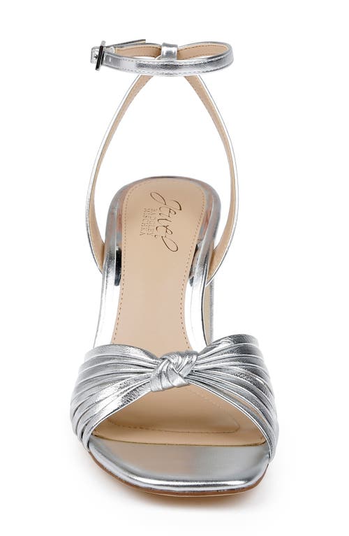Jewel Badgley Mischka Nariah Ankle Strap Sandal In Silver Leather