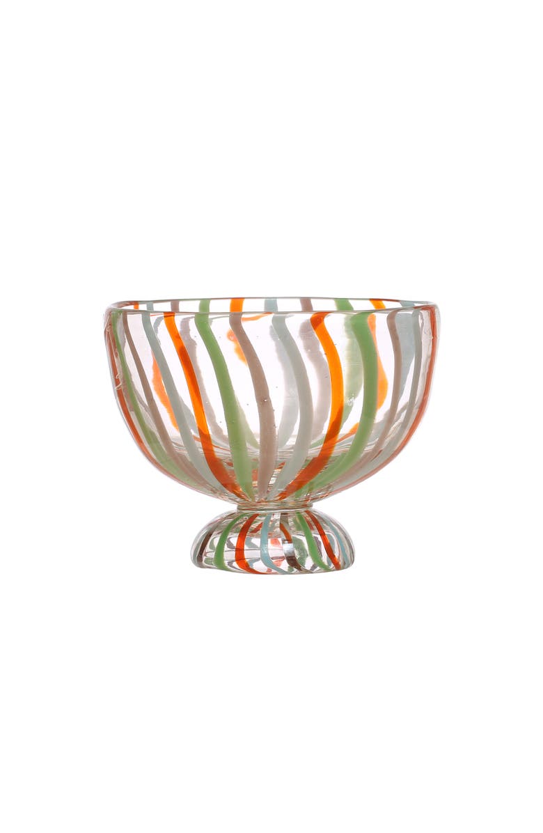 Storied Home 6.75 Inches Hand-Painted Glass Footed Bowl with Stripes, Main, color, 