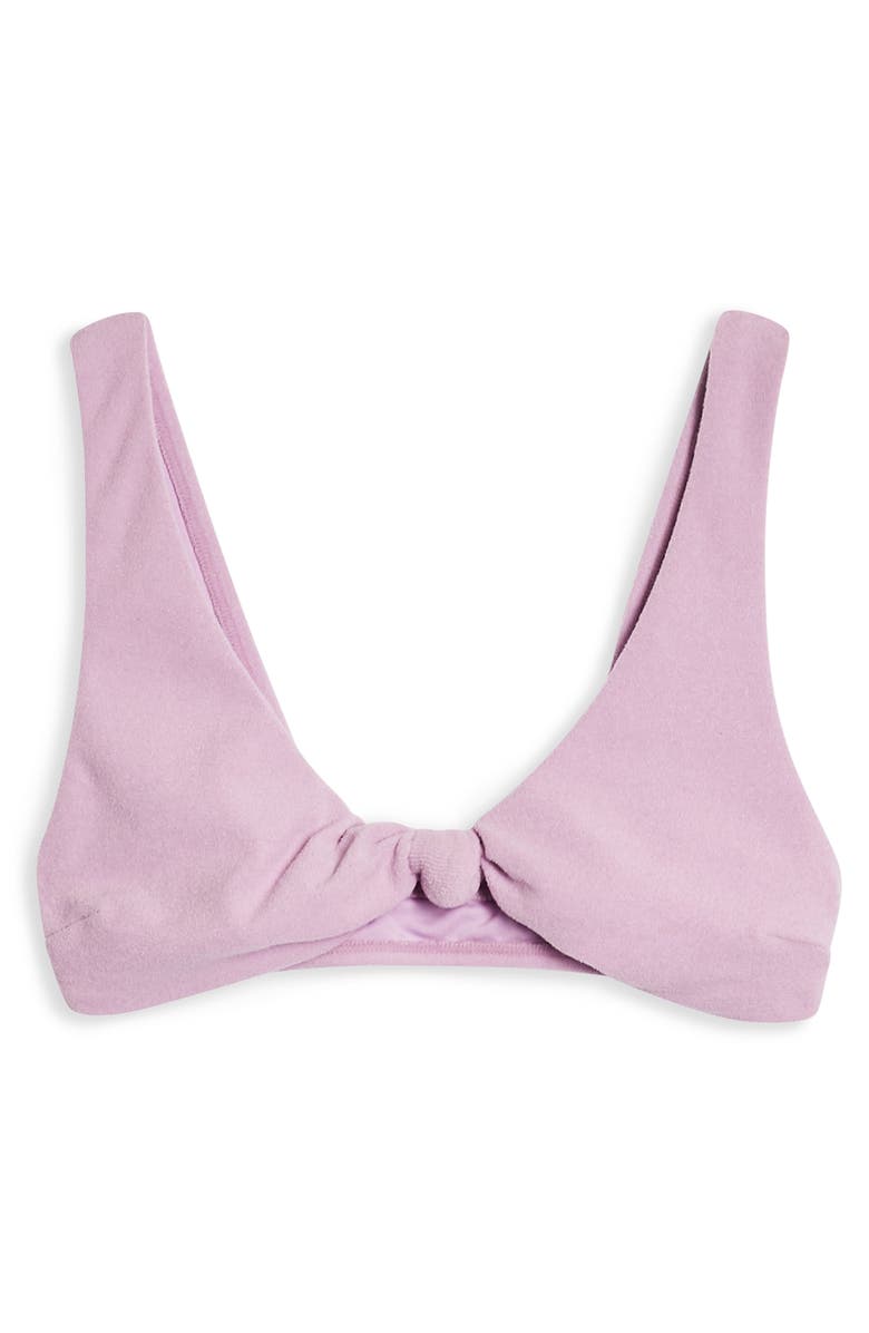 Topshop Velour Bikini Top, Alternate, color, Lilac