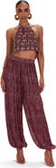 PatBO Rose Mirage Beaded Halterneck Top
