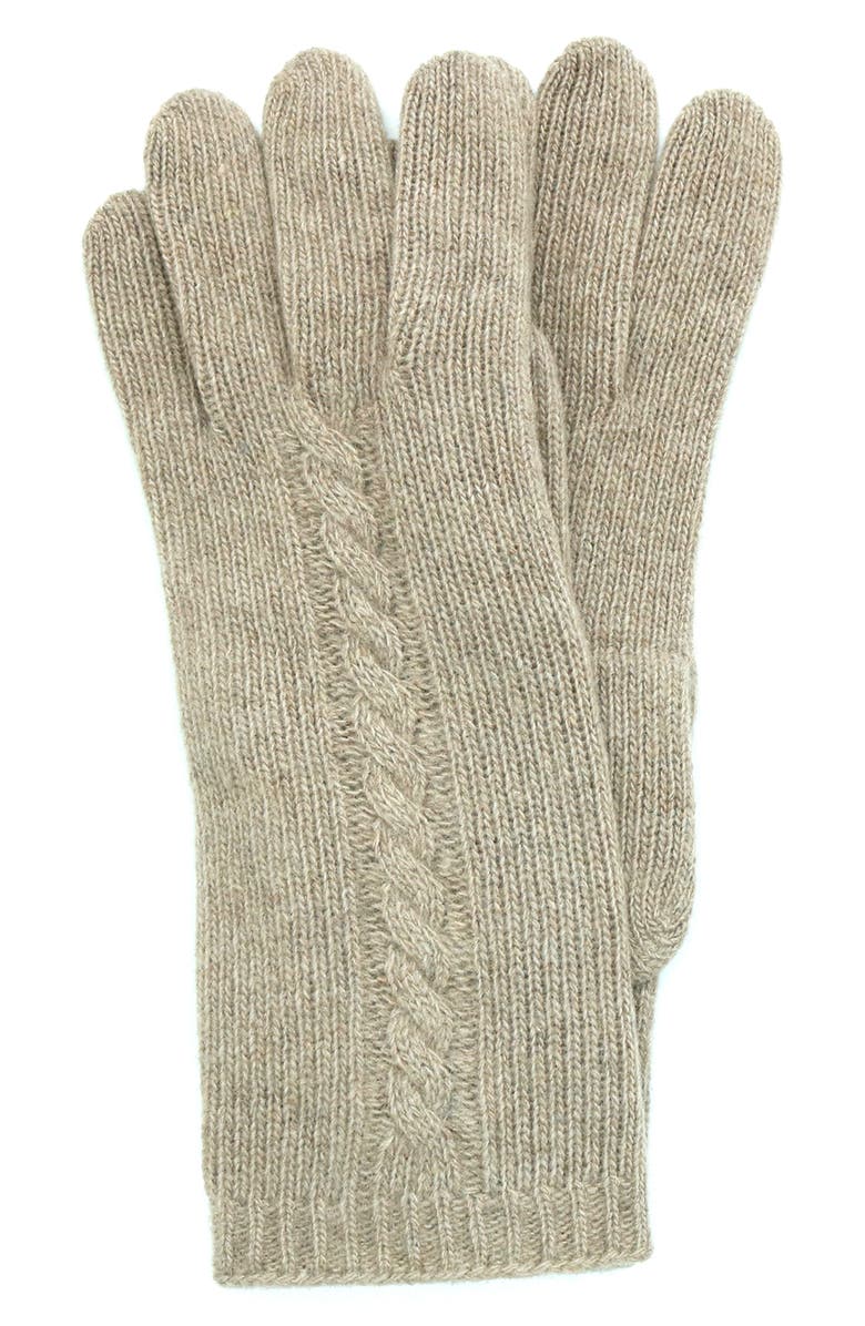 Portolano Cable Knit Cashmere Gloves, Main, color, Nile Brown