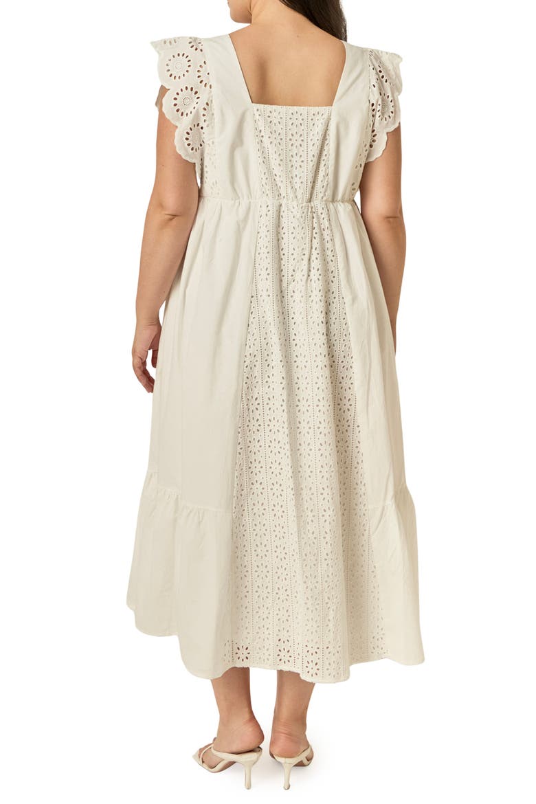 Eyelet Cotton Maxi Dress, Alternate, color, WHITE