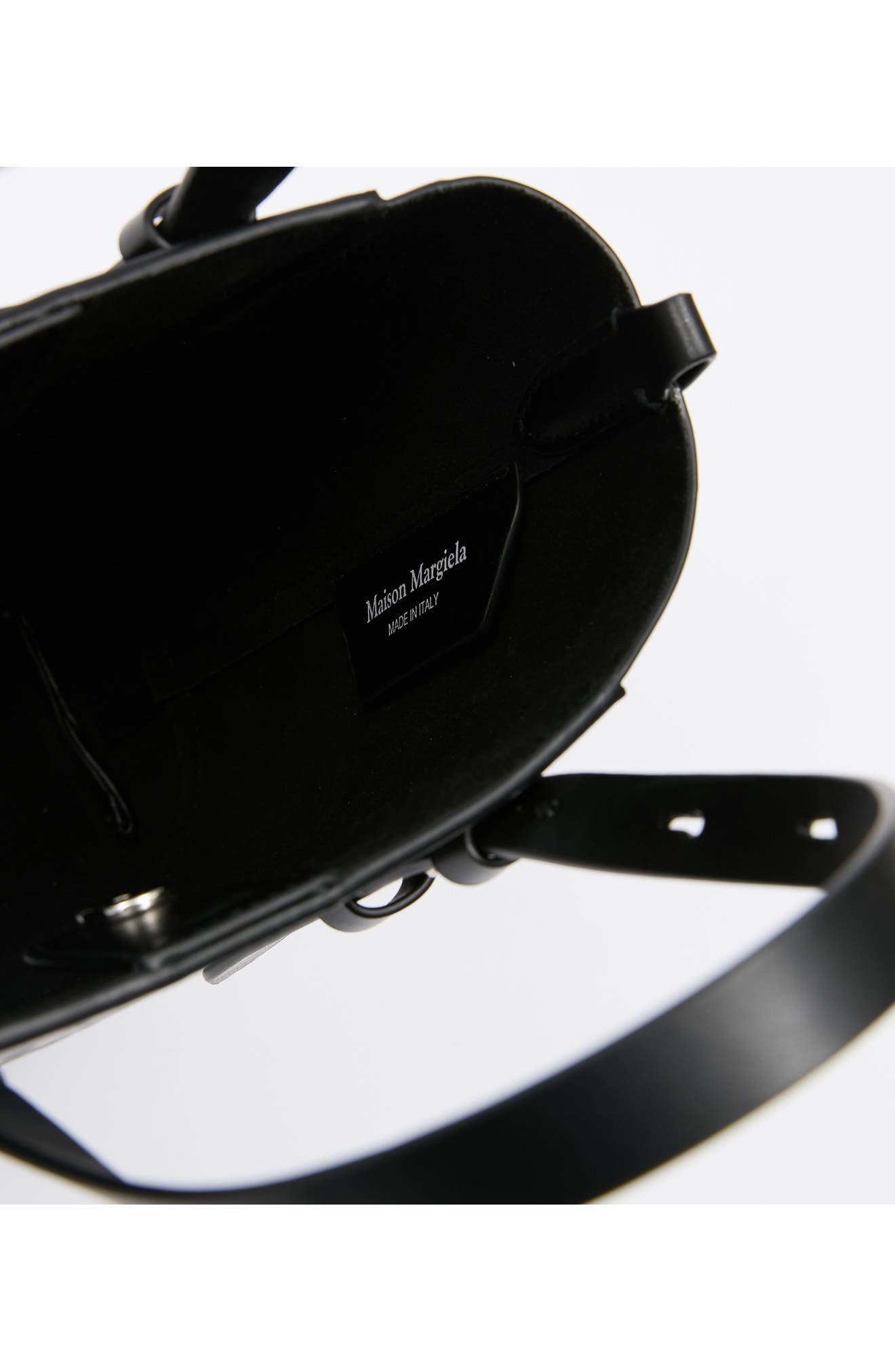 Maison Margiela Mini Leather North/South Tote, Alternate, color, Black/ Black