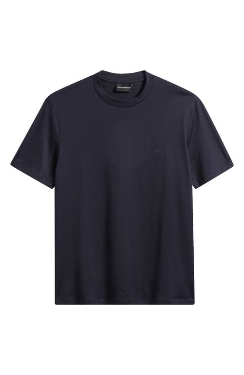Emporio Armani Logo-embroidered Crew-neck T-shirt In Blue