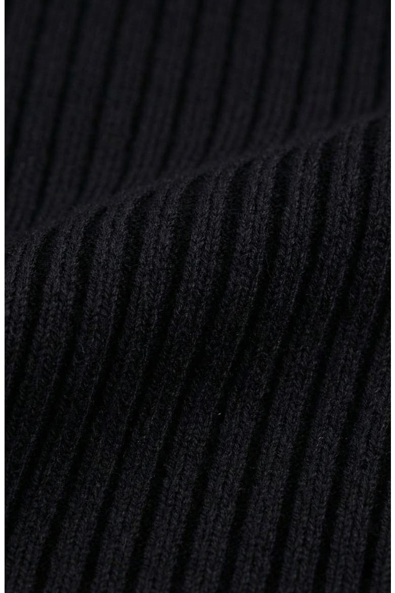 Ribbed Knit Ruffled Collar Midi Dress, Alternate, color, Black