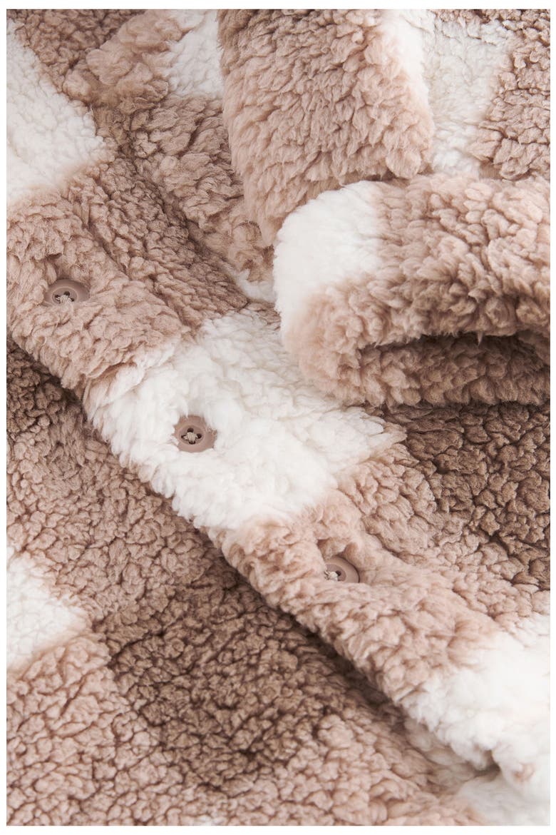 Kids' Plaid Faux Shearling Jacket, Alternate, color, BROWN