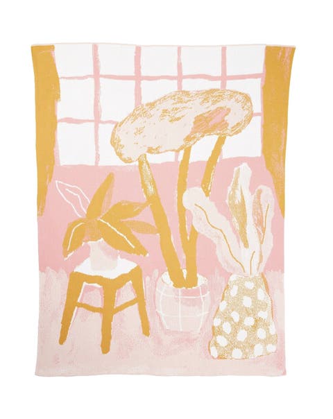 House Plants Knit Throw Blanket