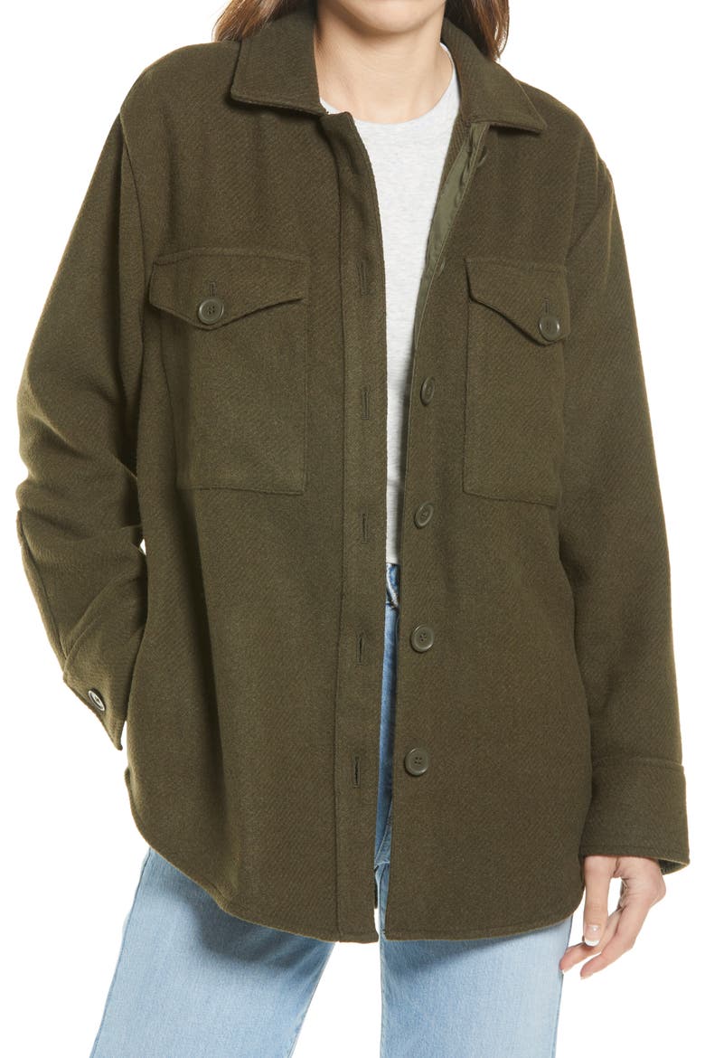 Women's Shirt Jacket, Main, color, OLIVE DARK