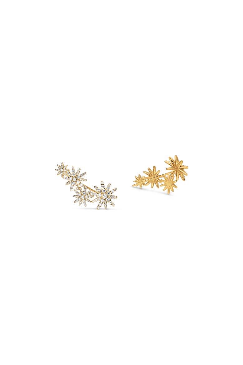 Starburst Pavé Diamond Ear Climbers, Alternate, color, GOLD