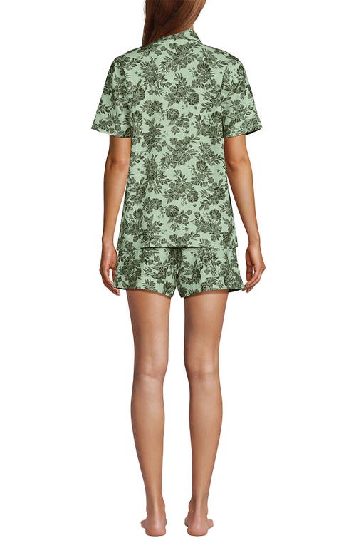 Lands' End Women Linen 2 Piece Pajama Set In Icy Mint Green Romantic Floral
