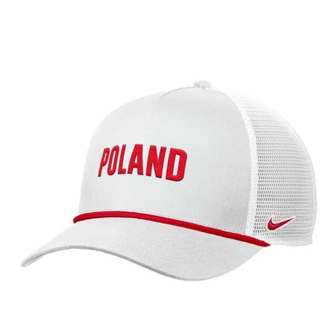 Men's Nike White Poland National Team Rise Rope Trucker A-Frame Adjustable Hat