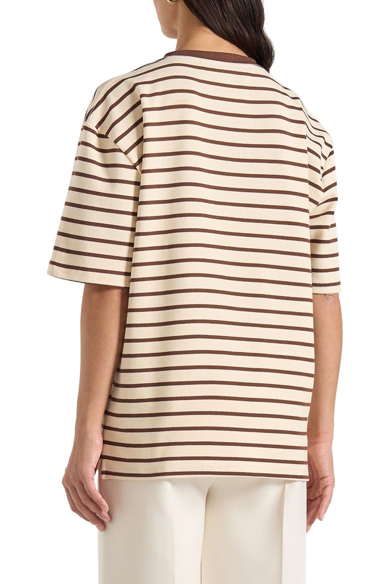 Riley Unisex Striped Relaxed Fit Cotton T-Shirt, Alternate, color, Cream/Brown