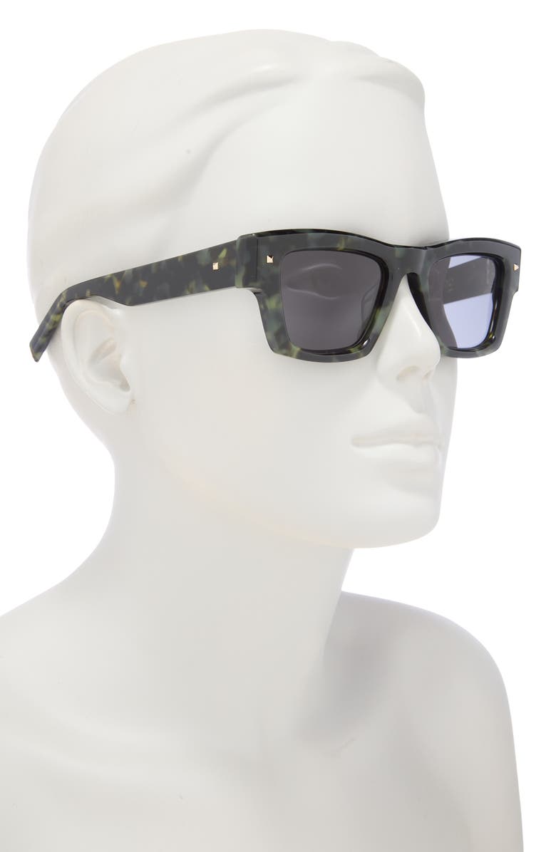 Valentino 50mm Rectangular Sunglasses, Alternate, color, Havana Havana Grey