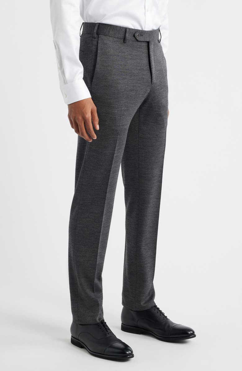 Zanella Parker Flat Front Wool Dress Pants, Alternate, color, Charcoal