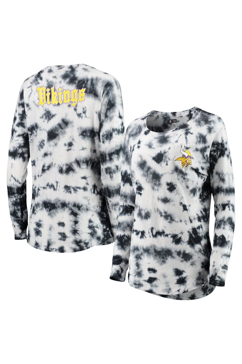 Women's New Era Black Minnesota Vikings Tie-Dye Long Sleeve T-Shirt, Main, color, Black