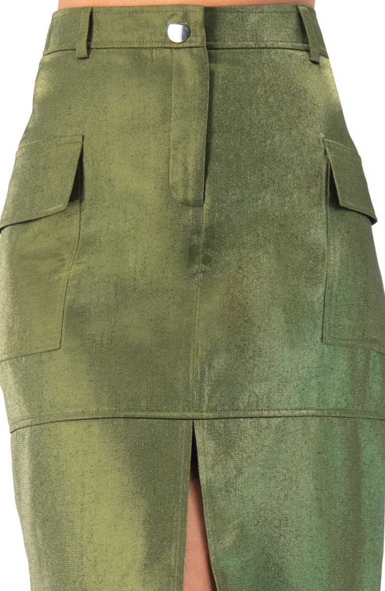 IVONNE Midi Skirt with Front Slit, Alternate, color, Olive Green