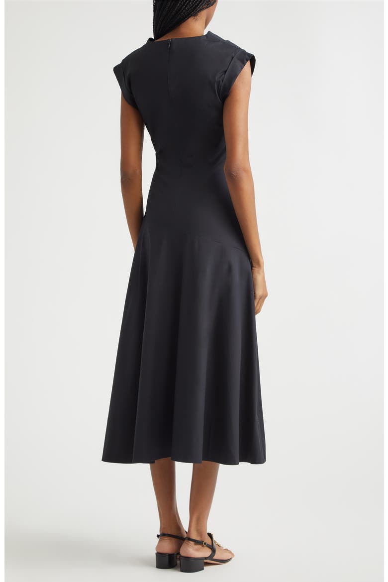 Lisette Stretch Cotton Midi Dress, Alternate, color, BLACK