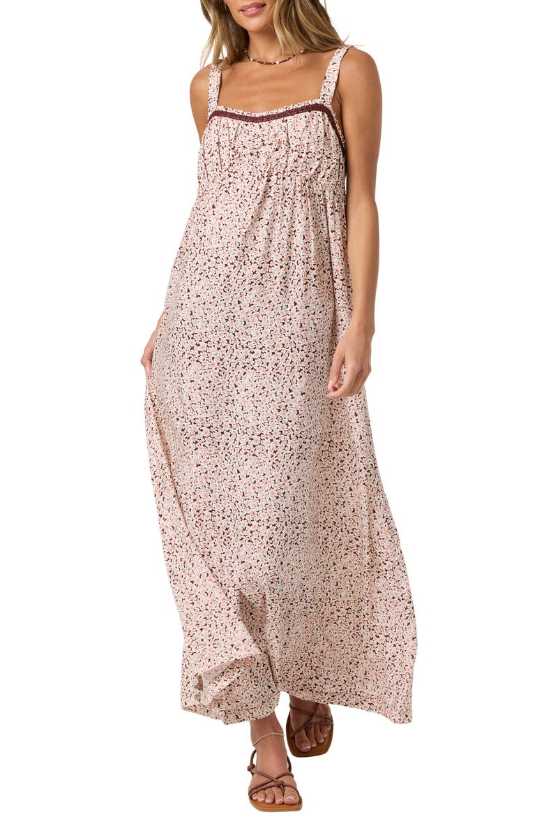 Natasha Ditsy Floral Maxi Dress, Alternate, color, CHOCOLATE
