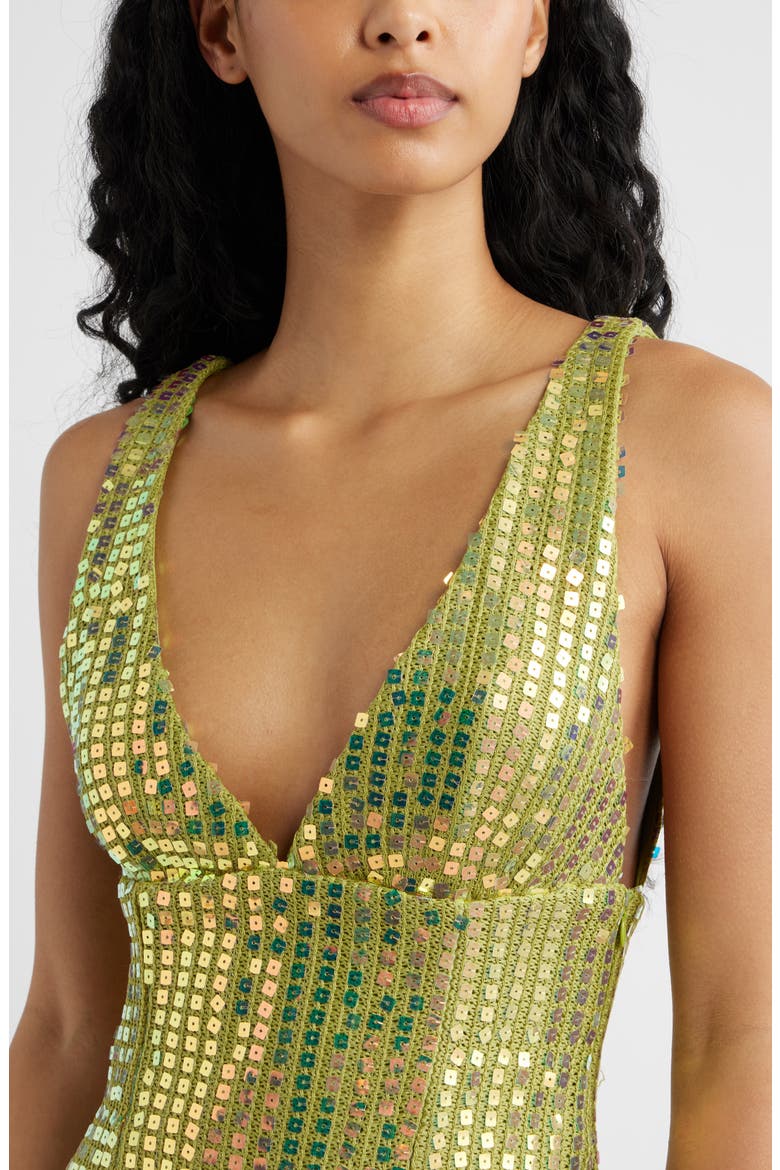 Porscha Sequin Knit Minidress, Alternate, color, GREEN